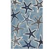 2' X 3' Navy Blue And Aqua Starfish Hand Tufted Area Rug