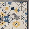 3' X 5' Ivory Blue And Yellow Southwestern Hand Tufted Area Rug