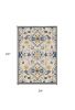 3' X 5' Ivory Blue And Yellow Southwestern Hand Tufted Area Rug