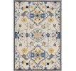 3' X 5' Ivory Blue And Yellow Southwestern Hand Tufted Area Rug