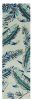 8' Blue And Gray Wool Botanical Leaves Hand Tufted Runner Rug