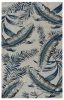 3' X 4' Gray And Blue Wool Botanical Leaves Hand Tufted Area Rug