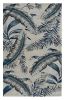 5' X 8' Blue and Gray Wool Botanical Leaves Hand Tufted Area Rug