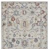 5' X 7' Ivory Gray And Red Wool Medallion Hand Tufted Distressed Area Rug
