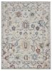 8' X 11' Ivory Gray And Red Wool Medallion Hand Tufted Area Rug