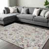 9' X 13' Ivory Gray And Red Wool Medallion Hand Tufted Area Rug