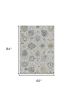 5' X 7' Ivory Gray And Green Wool Floral Hand Tufted Distressed Area Rug