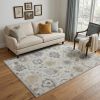 5' X 7' Ivory Gray And Green Wool Floral Hand Tufted Distressed Area Rug