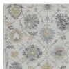 5' X 7' Ivory Gray And Green Wool Floral Hand Tufted Distressed Area Rug