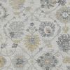 7' X 10' Ivory Gray And Green Wool Floral Hand Tufted Distressed Area Rug