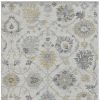 7' X 10' Ivory Gray And Green Wool Floral Hand Tufted Distressed Area Rug