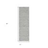 8' Gray And Light Gray Wool Floral Medallion Hand Tufted Runner Rug