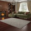 7' X 10' Gray And Light Gray Wool Floral Medallion Hand Tufted Area Rug