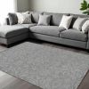 9' X 13' Gray And Light Gray Wool Floral Medallion Hand Tufted Area Rug