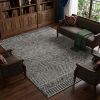 8' X 11' Gray And Black Wool Geometric Hand Tufted Area Rug