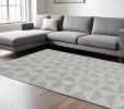 7' X 10' Gray and Light Gray Wool Geometric Hand Tufted Area Rug