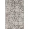 3' X 5' Beige And Blue Floral Medallion Hand Loomed Distressed Area Rug