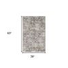 3' X 5' Beige And Blue Floral Medallion Hand Loomed Distressed Area Rug