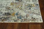 5' X 7' Beige Tan And Gold Abstract Hand Loomed Distressed Area Rug