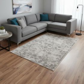 8' X 10' Gray Floral Medallion Hand Loomed Area Rug