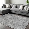 9' X 13' Gray And Dark Gray Floral Medallion Hand Loomed Distressed Area Rug