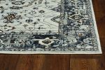 7' Gray And Ivory Floral Medallion Area Rug