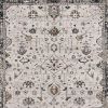 7' X 10' Ivory Gray And Brown Floral Area Rug
