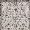 7' X 10' Ivory Gray And Brown Floral Area Rug