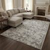 8' X 11' Ivory Gray And Brown Floral Area Rug