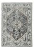 7' Gray Brown And Teal Floral Medallion Area Rug