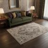 5' X 8' Gray Brown And Teal Floral Medallion Area Rug