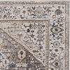 7' X 10' Ivory Gray And Brown Floral Medallion Area Rug