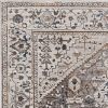 7' X 10' Ivory Gray And Brown Floral Medallion Area Rug