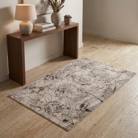 3' X 5' Ivory Gray And Brown Abstract Area Rug