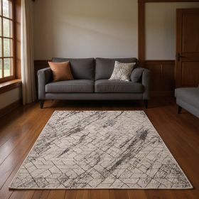 10' X 13' Ivory And Brown Geometric Area Rug