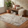 4' X 5' Beige Tan And Gold Abstract Area Rug