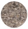 8' Gray Black And Gold Abstract Round Rug