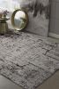 8' Gray and Ivory Round Area Rug