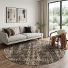 8' Gray And Tan Abstract Round Rug