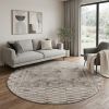 8' Beige And Brown Abstract Round Rug