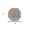8' Beige And Brown Abstract Round Rug