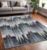 5' X 8' Ivory Blue And Gray Abstract Area Rug