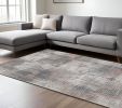 10' X 13' Ivory Gray and Gold Abstract Area Rug