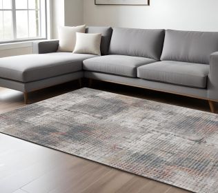 10' X 13' Ivory Gray and Gold Abstract Area Rug