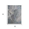 3' X 5' Blue And Silver Abstract Area Rug