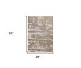 3' X 5' Ivory Taupe And Gold Abstract Area Rug