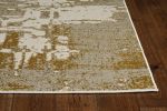 10' X 13' Ivory Taupe And Gold Abstract Area Rug