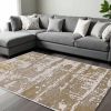 10' X 13' Ivory Taupe And Gold Abstract Area Rug