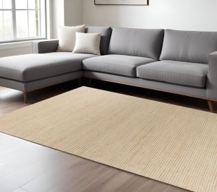8' X 11' Tan And Ivory Hand Woven Area Rug