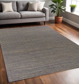 5' X 7' Blue Wool Abstract Hand Woven Area Rug